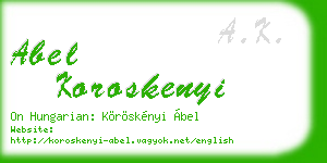 abel koroskenyi business card